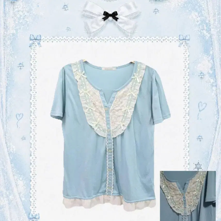 [BUNJANG] Axes Femme Lace Short Sleeve Blouse / axes femme 레이스 반팔