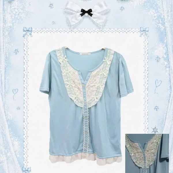 [BUNJANG] Axes Femme Lace Short Sleeve Blouse / axes femme 레이스 반팔