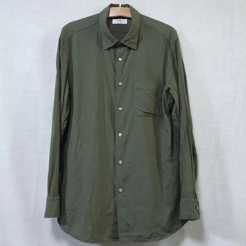 [BUNJANG] Uniqlo 100% Linen Long Sleeve Shirt Khaki Size 105 / 상태최상) 유니클로 린넨 100프로 순 마 긴팔 셔츠 카키 남방 105 밀리터리