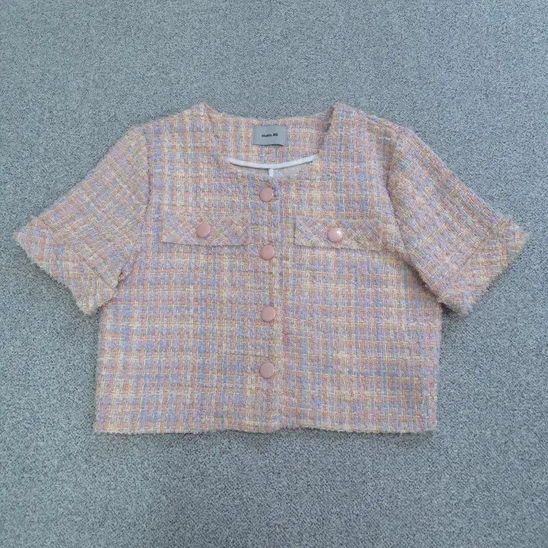 [BUNJANG] Vintage Tweed Short Sleeve Jacket / FREE 빈티지 반팔 트위드 자켓 | 0729B21