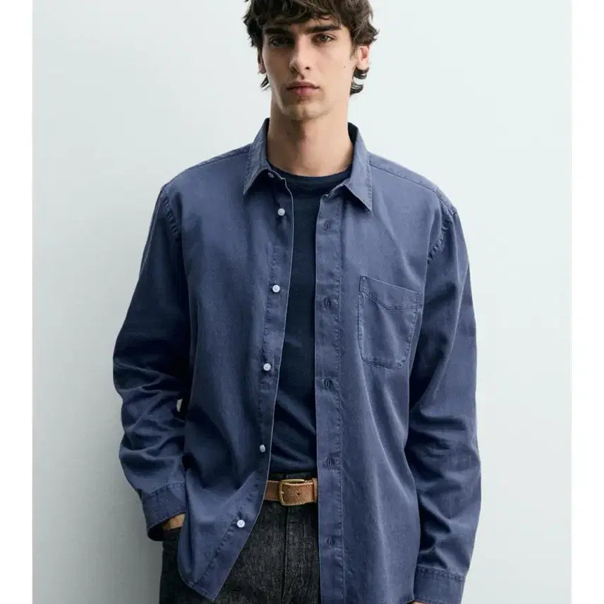 [BUNJANG] Zara Lyocell-Cotton Regular Fit Shirt L New / 자라 리오셀-코튼 레귤러핏 셔츠 L 새상품