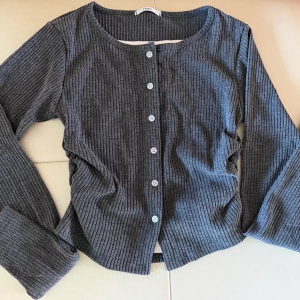 [BUNJANG] Ribbed Gray Cardigan / (1회 착용) 골지 그레이 가디건