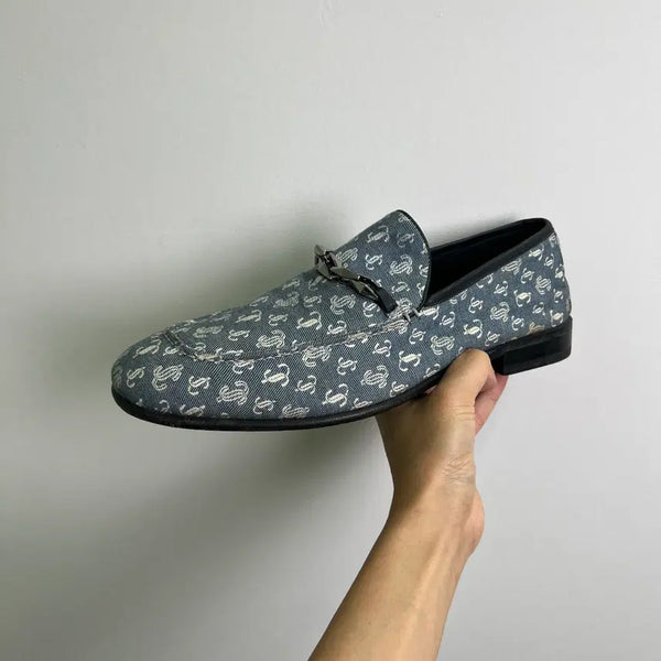 [BUNJANG] Jimmy Choo Marty JC Monogram Denim Loafers / 지미추 마티 JC 모노그램 데님 로퍼 44