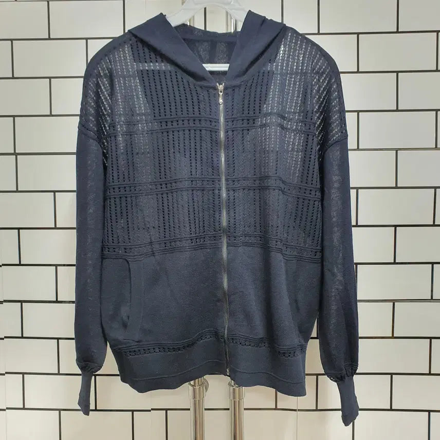 [BUNJANG] Sheer Hooded Zip-Up Jacket / 흰-293 시스루 후드 집업
