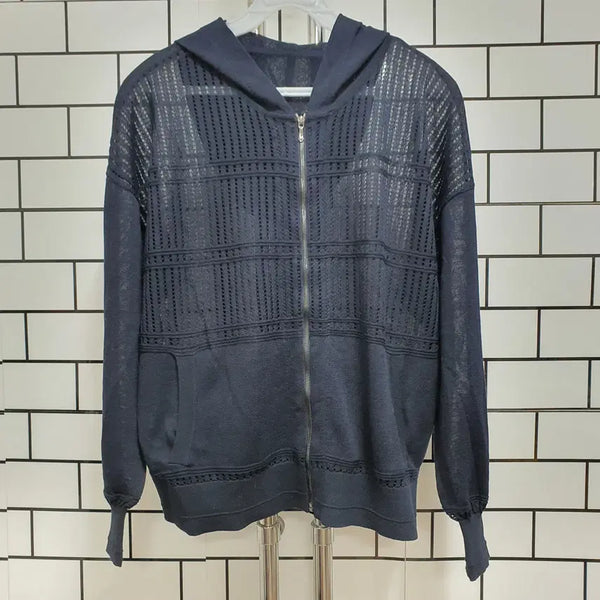 [BUNJANG] Sheer Hooded Zip-Up Jacket / 흰-293 시스루 후드 집업