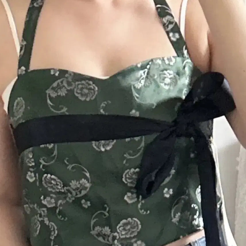 [BUNJANG] Seoul Flower Path Green Bustier / 꽃길걷는서울 그린 뷔스티에