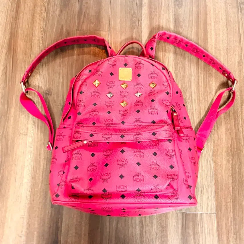 [BUNJANG] MCM Visetos Pink/Red Backpack / MCM 핑크백팩 MCM 비세토스 핑크레드 백팩 갸루
