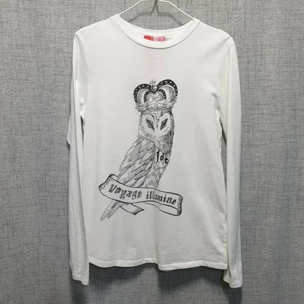 [BUNJANG] Lucky Chouette Owl Print Long Sleeve T-Shirt Size 36 / 럭키슈에뜨 부엉이 프린팅 긴팔티 36