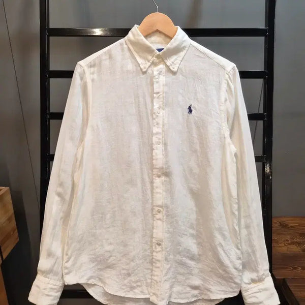 [BUNJANG] Polo Ralph Lauren 100% Linen Long Sleeve Button-Down Shirt White / [S] 폴로 랄프로렌 POLO RALPH LAUREN 린넨 100% 긴팔 셔츠 화이트 6.9