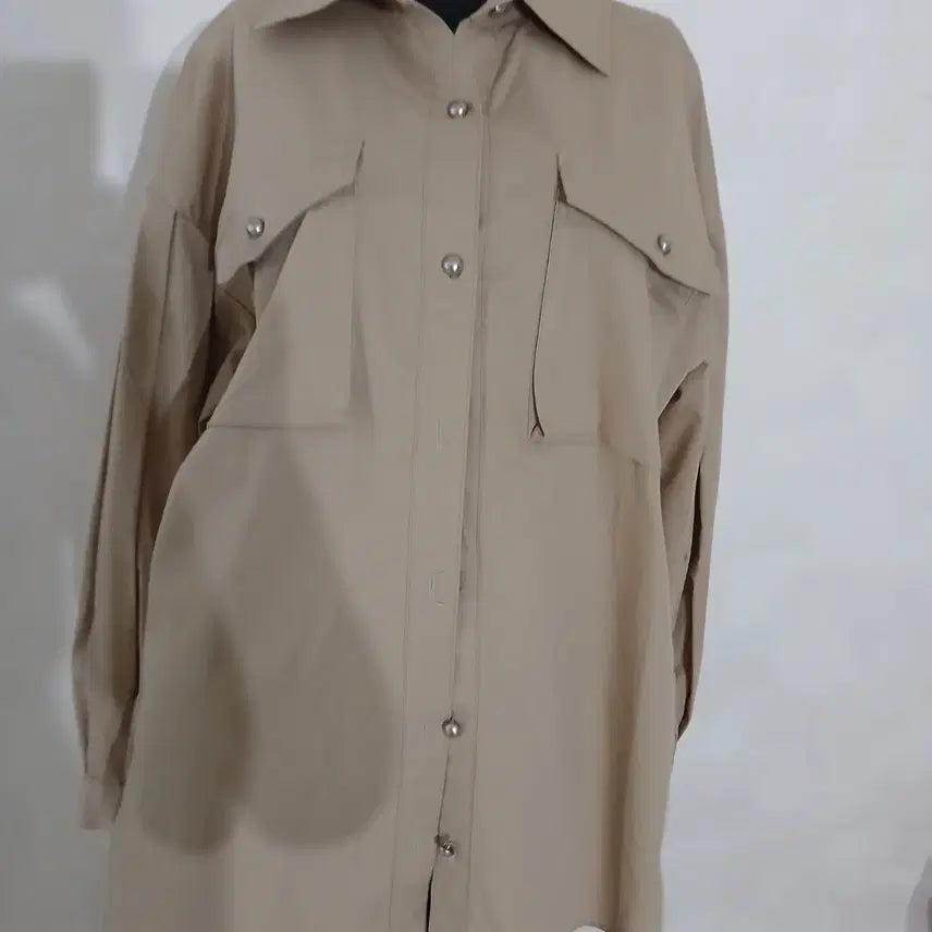 [BUNJANG] JULLOGUE Loose Fit Shirt Blouse Beige Free Size / 줄로그 루즈 셔츠 블라우스 Free