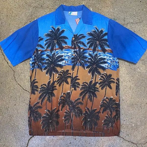 [BUNJANG] Vintage Islander Hawaiian Shirt Palm Tree Print / 미국 빈티지 islander 야자수 프린팅 하와이안 셔츠
