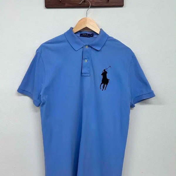 [BUNJANG] Polo Ralph Lauren Big Pony Logo Short Sleeve Pique Polo Shirt - Sky Blue (Size M) / [M] 폴로 랄프로렌 빅포니 빈티지 pk 반팔 카라티