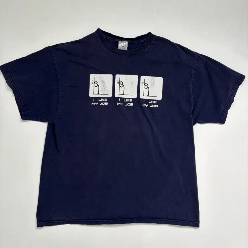 [BUNJANG] 00s 'I Like My Job' Graphic T-Shirt (Navy) / 00s I Like My Job Tee (navy)