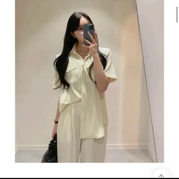 [BUNJANG] Pleated Setup Set Free Size New / 플리츠셋업 세트 / 프리사이즈 / 새상품