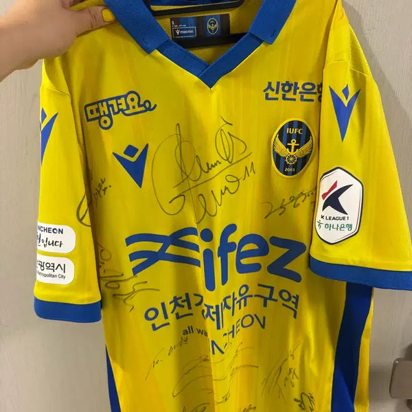 [BUNJANG] Incheon United Football Club Yellow Signed Jersey with Full Marking / 인천 유나이티드 축구 유니폼 옐로우 사인 포함s 풀마킹