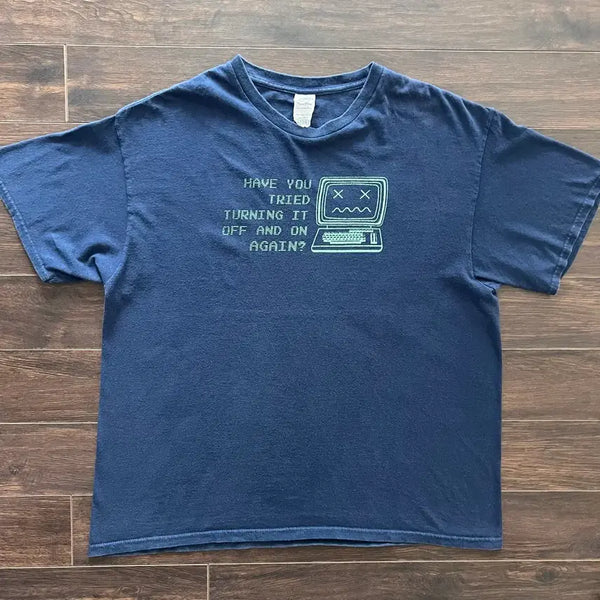 [BUNJANG] USA Vintage Humor T-Shirt XL / [XL] 미국 빈티지 껐다 켜보셨나요 유머 티셔츠