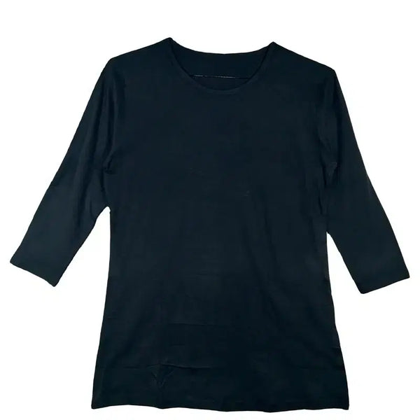 [BUNJANG] French Chic Modern Basic Daily Wear Black Slim Fit T-Shirt (Cotton 100%) - Size L / 블랙 슬림핏 티셔츠 이너웨어 프렌치시크 모던 베이직 데일리웨어 [L] 코튼 100%
