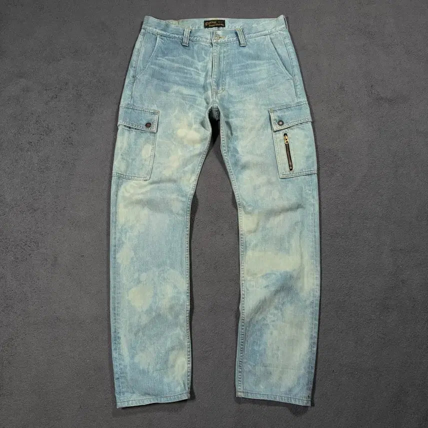[BUNJANG] Eternal Tie-Dye Detail Cargo Denim Pants / Eternal 이터널 나염 디테일 카고 데님팬츠