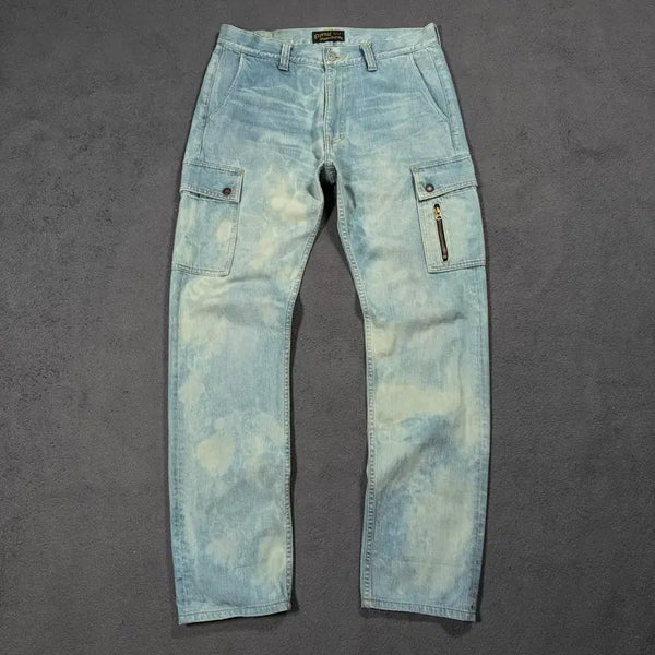 [BUNJANG] Eternal Tie-Dye Detail Cargo Denim Pants / Eternal 이터널 나염 디테일 카고 데님팬츠