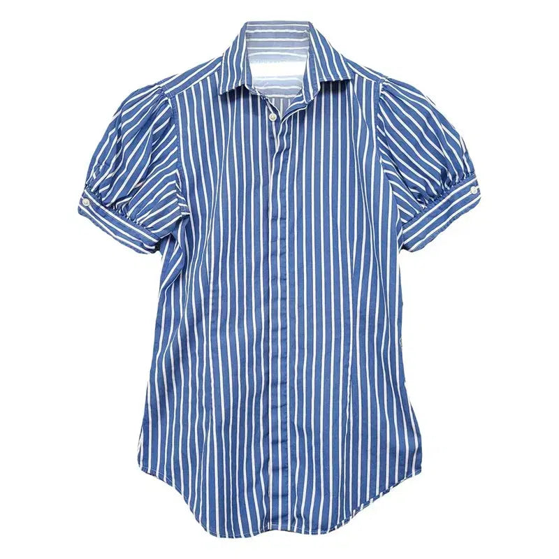 [BUNJANG] Polo Ralph Lauren Striped Short Sleeve Shirt / 폴로 랄프로렌 스트라이프 블루 반팔 셔츠 2