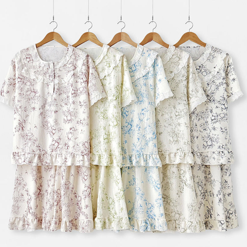 [BUNJANG] Flower Pattern Pajama Set / 새상품) 플라워 패턴 잠옷 세트 홈웨어