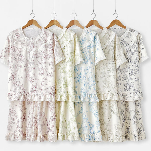 [BUNJANG] Flower Pattern Pajama Set / 새상품) 플라워 패턴 잠옷 세트 홈웨어