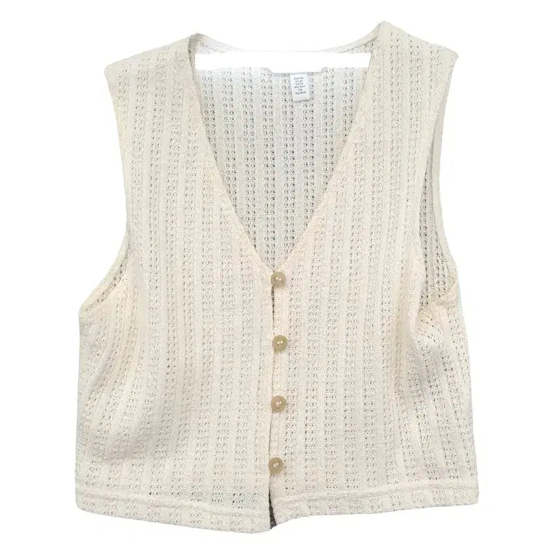 [BUNJANG] H&M Cream Knit Vest Cardigan XS / 에이치엔앰 크림 니트 조끼 가디건 XS