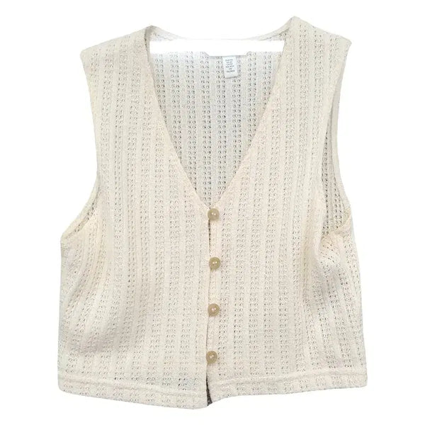[BUNJANG] H&M Cream Knit Vest Cardigan XS / 에이치엔앰 크림 니트 조끼 가디건 XS