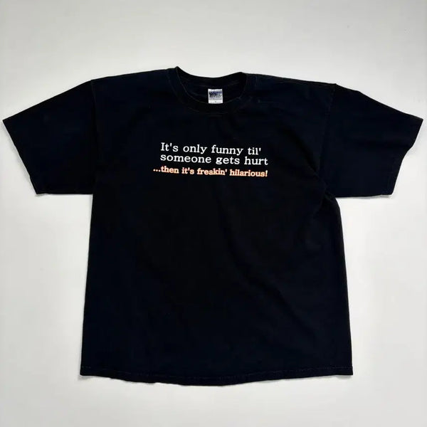 [BUNJANG] 00s Funny Joke Graphic T-Shirt (Black) / 00s Funny Joke Tee (black)