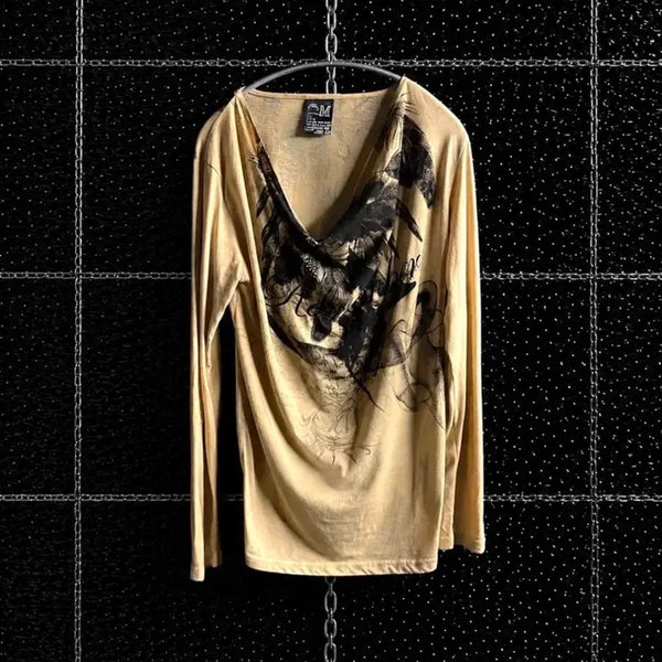 [BUNJANG] Clash Drape Long Sleeve T-Shirt / Clash 드레이프 롱슬리브 티셔츠