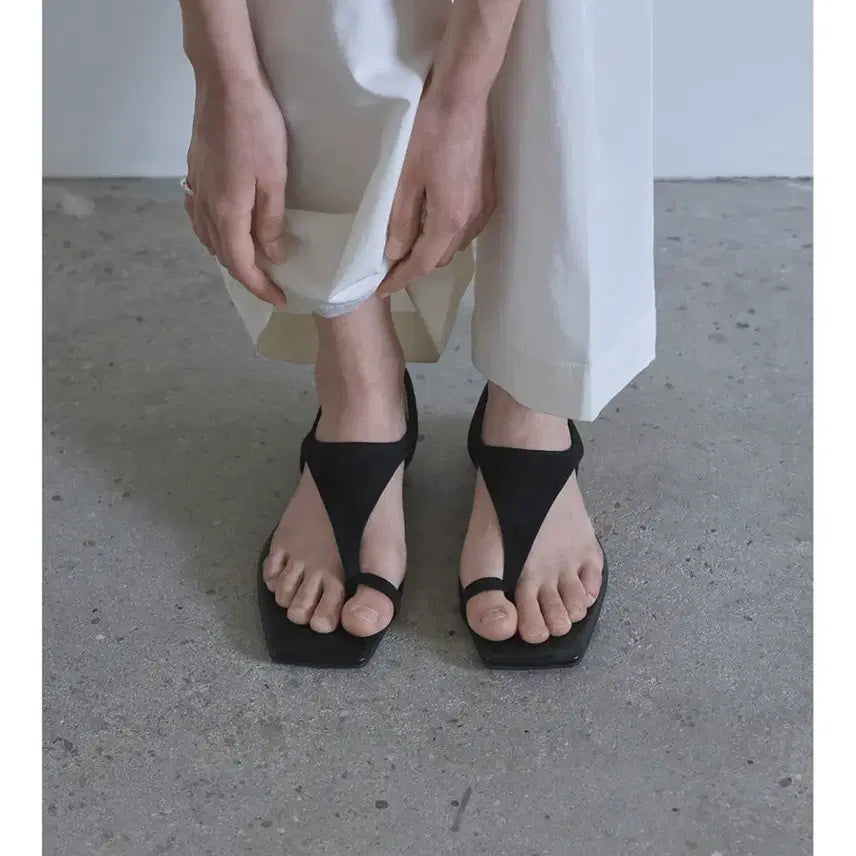 [BUNJANG] Epure Suede Square Sandals / 에퓨레 스웨이드 스퀘어 샌들