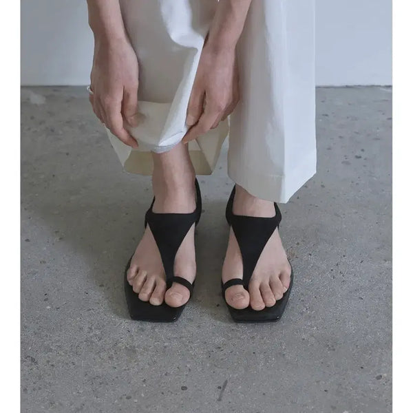 [BUNJANG] Epure Suede Square Sandals / 에퓨레 스웨이드 스퀘어 샌들