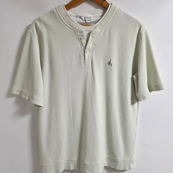 [BUNJANG] Beanpole Men 2025 Waffle Layered Henley Short Sleeve T-Shirt (Mint/Ivory) M / [M] 빈폴멘 25년식 와플 레이어드 헨리넥 반팔 티셔츠 (민트/아이보리)