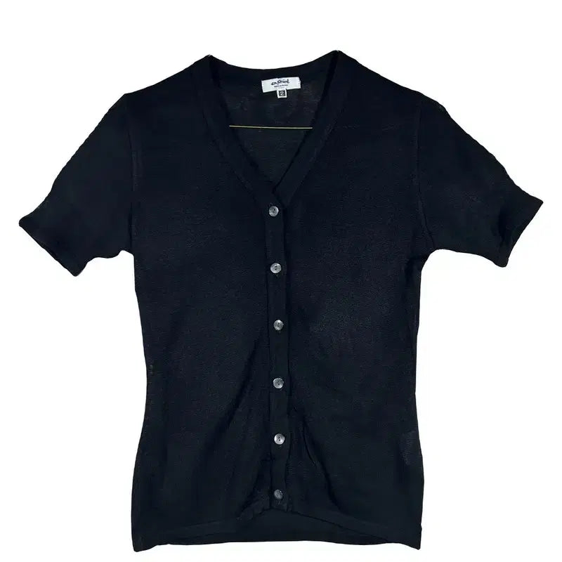 [BUNJANG] MARINADE Black Button Knit XS Acrylic 100% / MARINADE 블랙 버튼 니트 올드머니룩 클래식 출근룩 [XS] 아크릴 100%