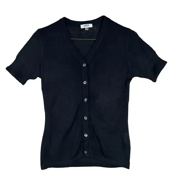 [BUNJANG] MARINADE Black Button Knit XS Acrylic 100% / MARINADE 블랙 버튼 니트 올드머니룩 클래식 출근룩 [XS] 아크릴 100%