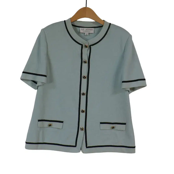 [BUNJANG] ST. JOHN Collection Mint Knit Short Sleeve Jacket / ST.JOHN 니트 반팔 자켓
