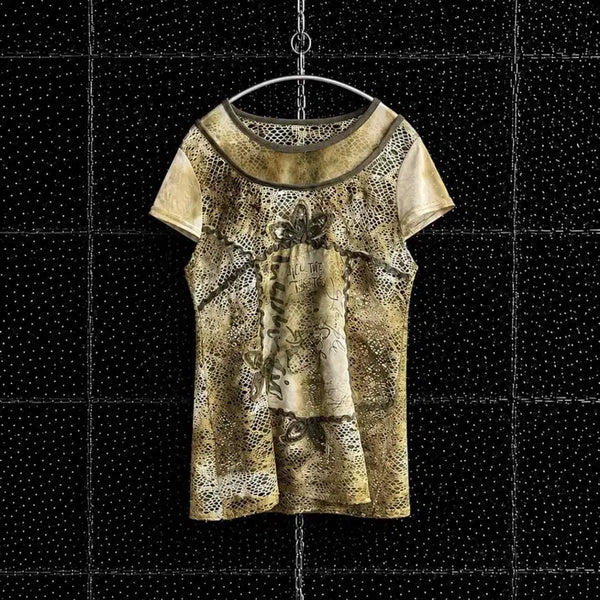 [BUNJANG] All the Taste Mesh Graphic Top / All the taste 메쉬 그래픽 탑