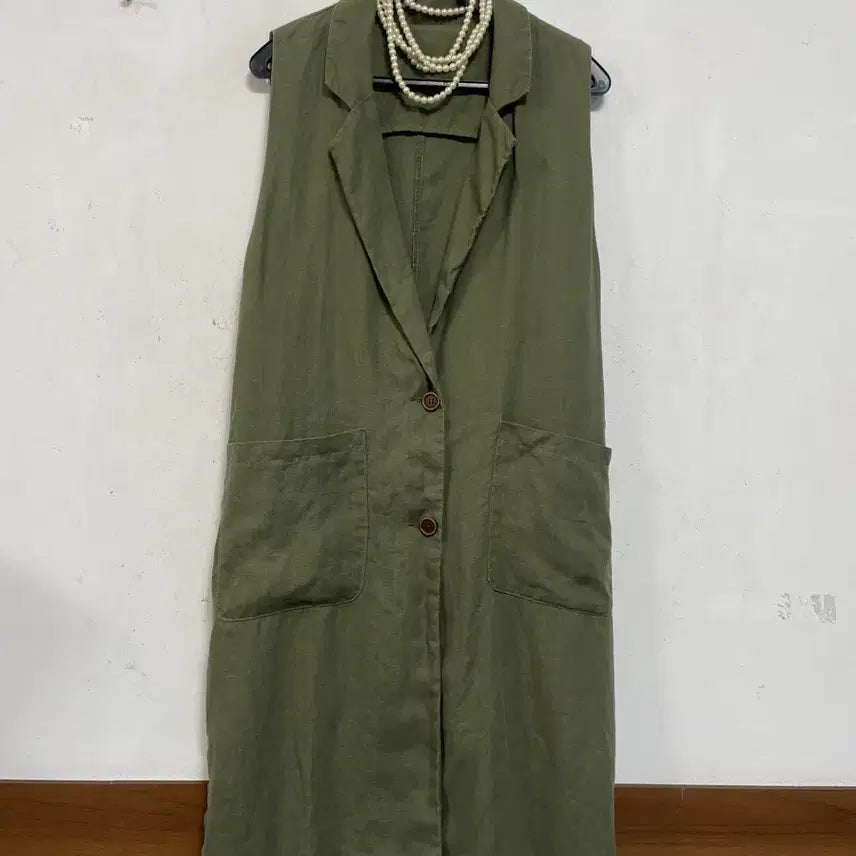[BUNJANG] Linen Long Vest with Side Slits / N6847 린넨 롱 조끼.테일러드.옆트임