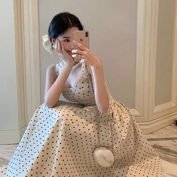 [BUNJANG] Polka Dot Pattern Long Dress / 도트 패턴 롱 원피스