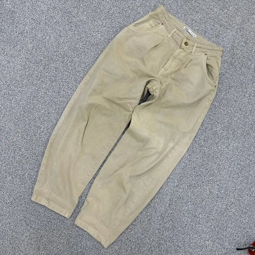 [BUNJANG] Zara Women's Pinched Waist Wide-Leg Cotton Pants / EU36 자라 Zara 여성 핀턱 배기핏 면바지 0727J2