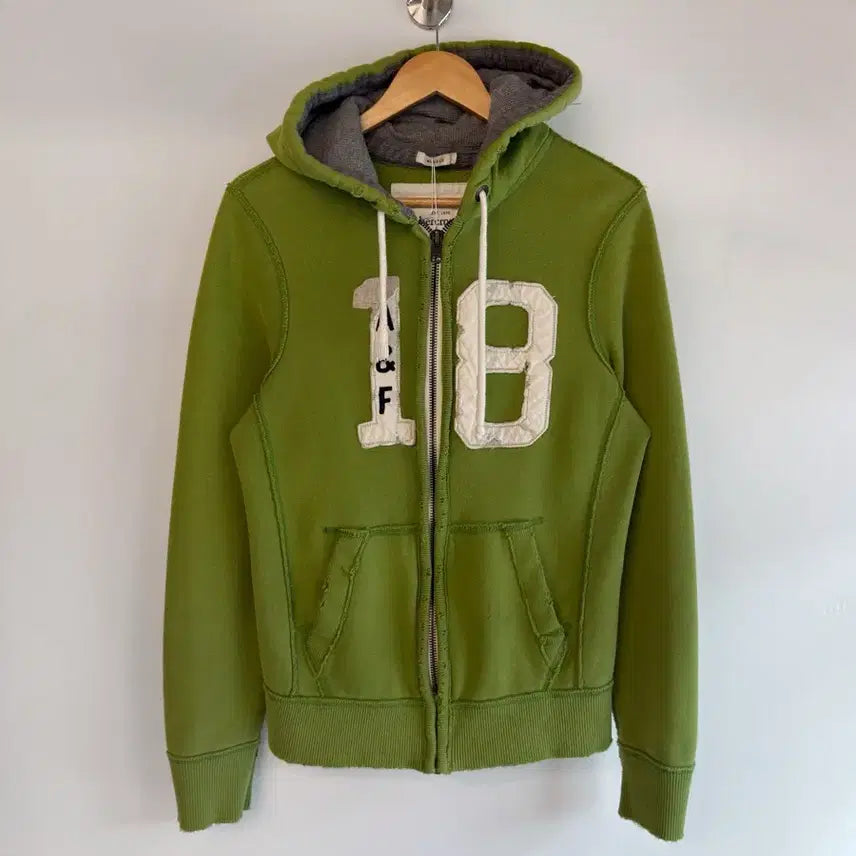 [BUNJANG] Abercrombie 00s Grunge Patch Logo Sweatshirt Hoodie Green / 아베크롬비 00s 루즈핏 그런지 패치로고 스웻 그린 후드집업