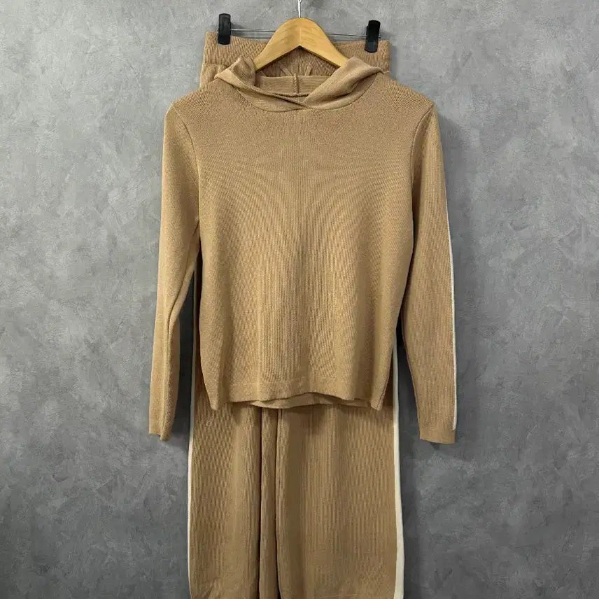 [BUNJANG] Women's Knit Hoodie Set - Camel / 니트 후드티 세트 카멜색 여성 셋업