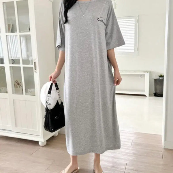 [BUNJANG] Home One-Piece Short-Sleeve Loose Fit Melange / [F] 홈원피스 반팔 루즈핏 멜란지