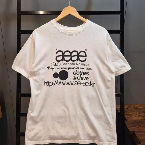 [BUNJANG] aeae Archive Logo Short Sleeve T-Shirt Ivory / [FREE] 애이애이 aeae 아카이브 로고 반팔 티셔츠 아이보리 2.9