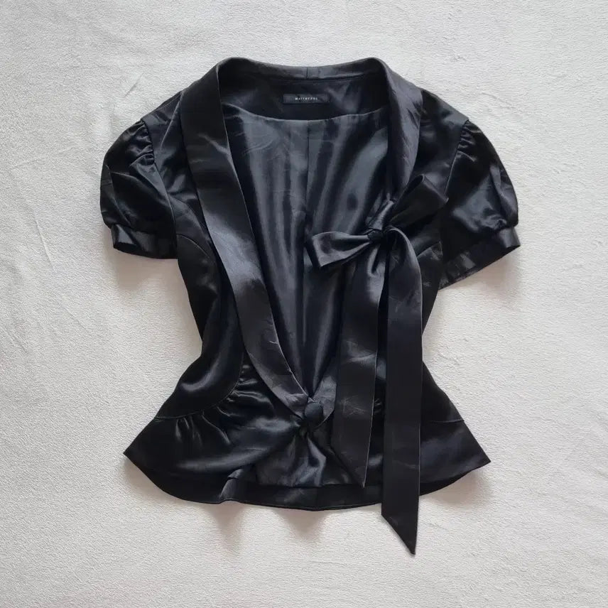 [BUNJANG] Vintage Oriental Black Ribbon Fitted Jacket / 빈티지 공겜여주 오리엔탈 딱붙핏 블랙 리본 자켓