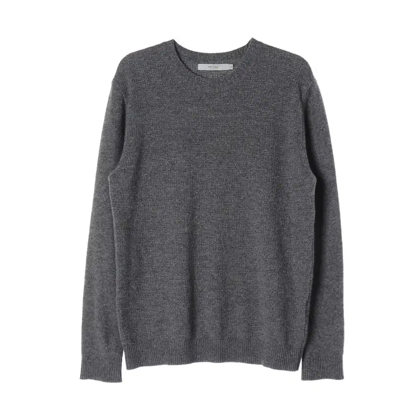 [BUNJANG] Series 100% Wool Round Neck Knit Sweater - Grey L / 시리즈 울 100% 라운드넥 니트 스웨터 그레이 L