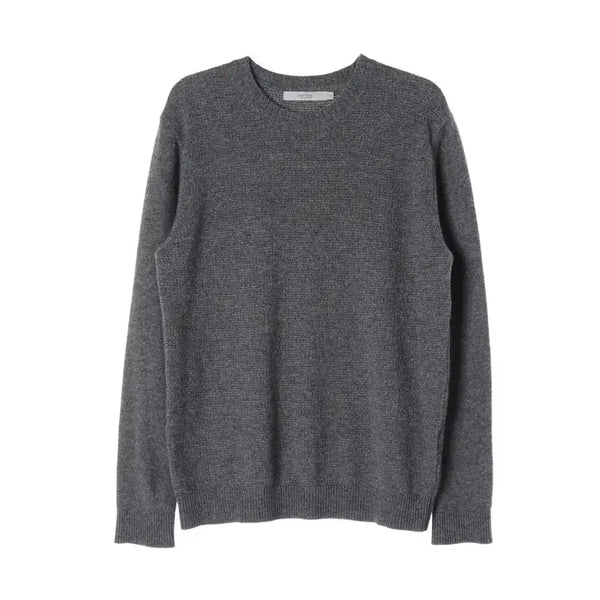[BUNJANG] Series 100% Wool Round Neck Knit Sweater - Grey L / 시리즈 울 100% 라운드넥 니트 스웨터 그레이 L