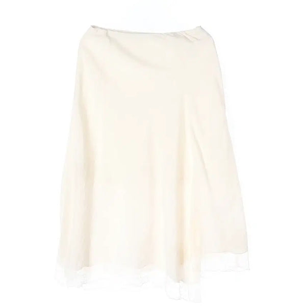 [BUNJANG] 26SS Lace Hem Slit Flare Long Skirt - Ivory / 래트 26SS 레이스 햄라인 슬릿 플레어 롱 스커트 아이보리