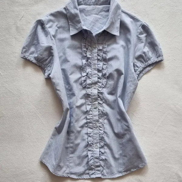 [BUNJANG] Vintage Mori Girl HAGUMI Frill Shirt / 빈티지 모리걸 하구미 프릴 셔츠