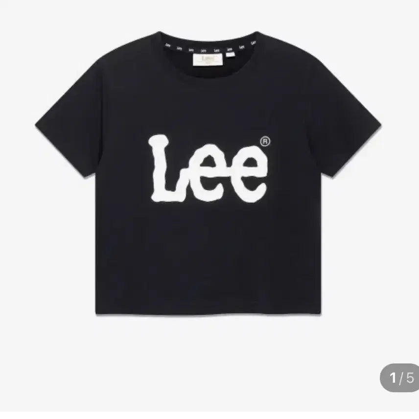 [BUNJANG] Lee Black Short Sleeve Cropped T-Shirt with White Logo / Lee티셔츠